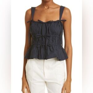 Ulla Johnson Tie Up Peplum Black Top